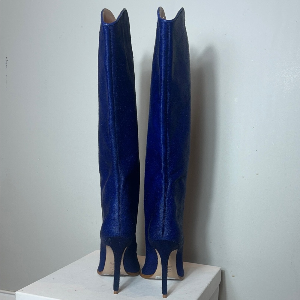 SCHUTZ Rare Maryana Electric Blue Pony Hair Boots - Picture 5 of 7